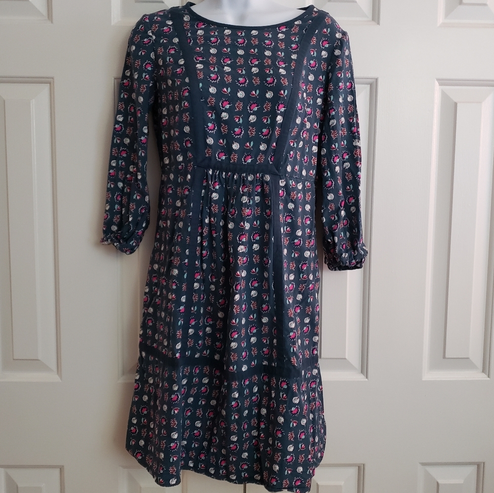 Boden Womens Dress 4 Sea Flower Green Floral Mini Cottagecore Prairie Boho